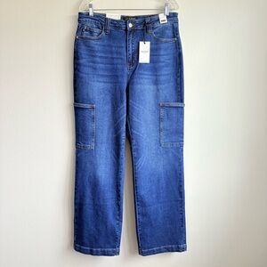 NWT Judy Blue Women’s Side Pocket Relaxed Fit Wide Leg Denim Jeans Sz15/32